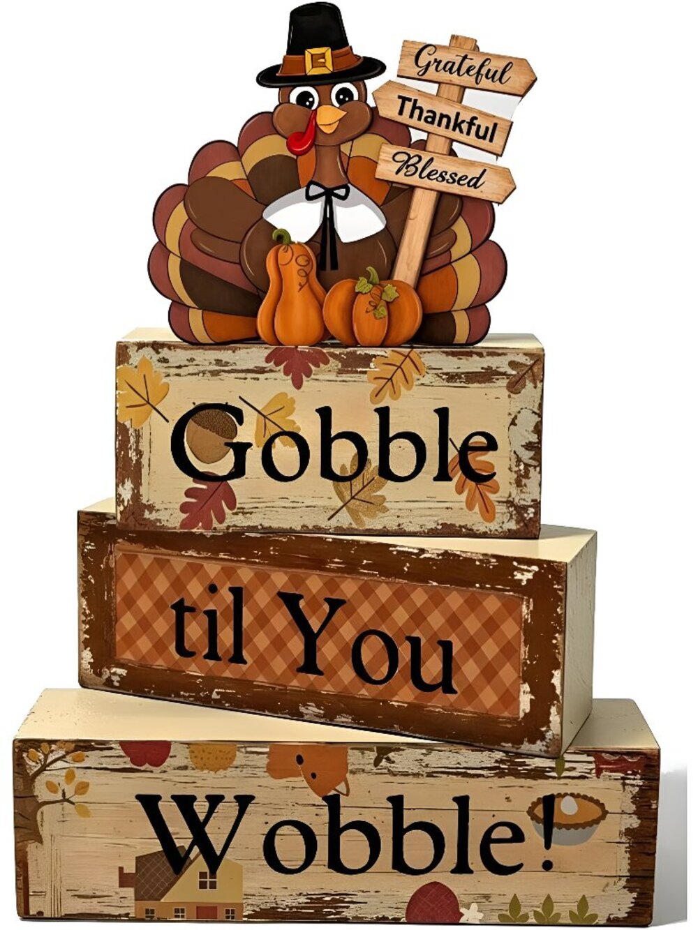 Thanksgiving Fall Decorations for Home Table Wooden Turkey Sign Centerpiece